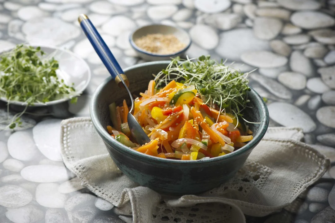 Fresh Vegetable Salad in Light Marinade, Simple and Delicious